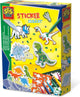 Ses creative ses - sticker maker - dino's - shaker stickers en gewone dino stickers - zelf kleuren - inclusief stiften, pailletten en glitterlijm - knutselen jongens - dinosaurus speelgoed