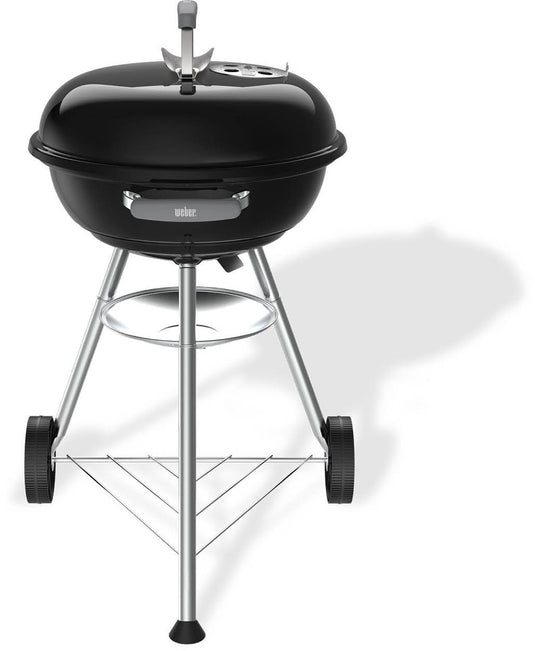 Weber compact kettle - ø 47 cm grillrooster - houtskoolbarbecue - zwart - asopvangschaal - 2 duurzame, weerbestendige wielen - handige dekselhaak - kras- en roestbestendig