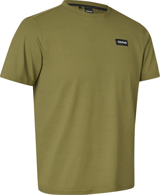 Gripgrab - explr technical t-shirt korte mouwen zomer sportshirt met polygiene anti-geur behandeling - olijf groen - heren - maat s