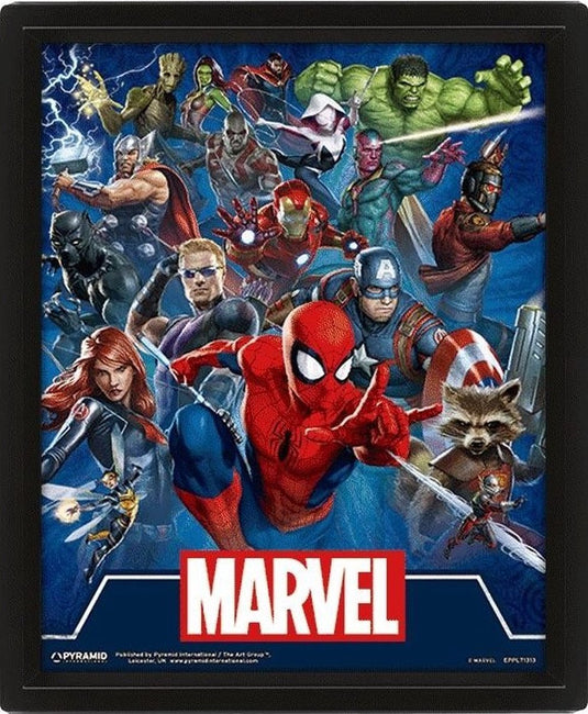 Pyramid international marvel (cinematic icons) 3d print - framed