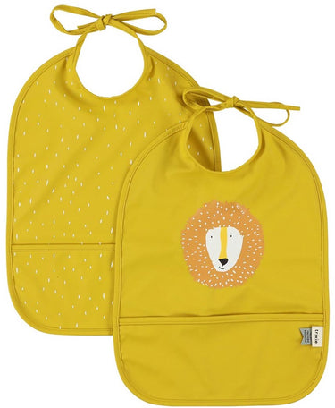 Trixie slabbetje 2-pack afwasbaar - mr. lion - waterdicht en geel.