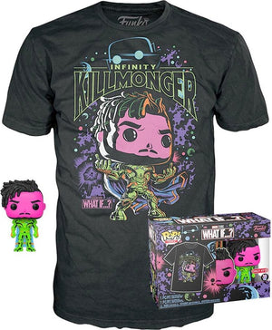 Funko what if...? verzamelfiguur tshirt set -m- marvel pop! tee box killmonger blacklight zwart