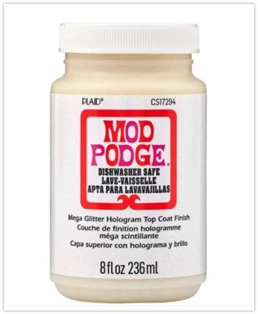 Mod podge mega glitter - decoupage lijm, sealer en vernis in één - hologram - 236ml