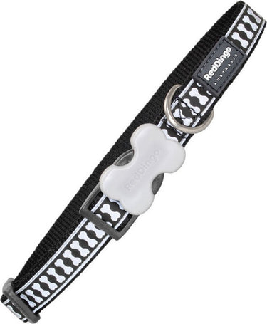 Red dingo dog collar reflective bones black (1,2 x 20-32 cm)