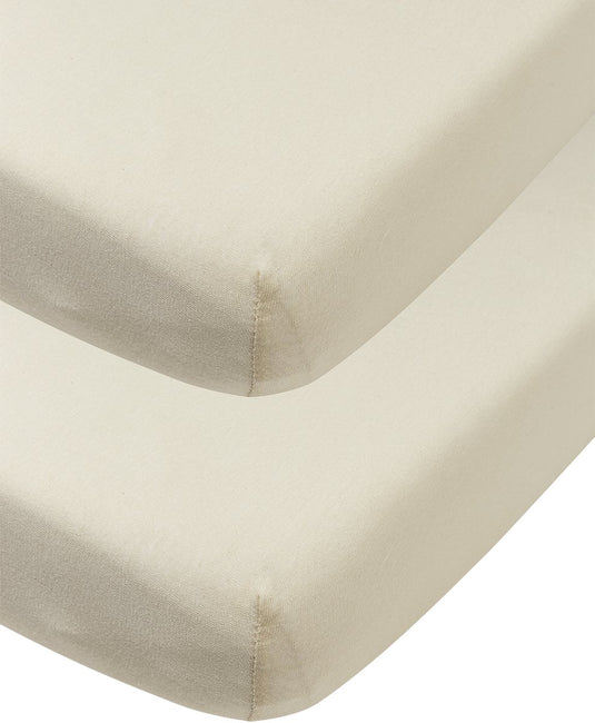 Meyco baby uni hoeslaken juniorbed - 2-pack - jersey - soft sand - 70x140 150cm