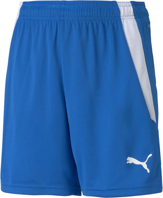 Puma teamliga shorts jr unisex sportbroek - electric blue lemonade- white