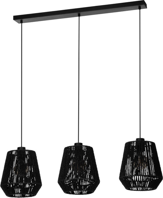 Eglo persley hanglamp - e27 - 92 cm - zwart - papier