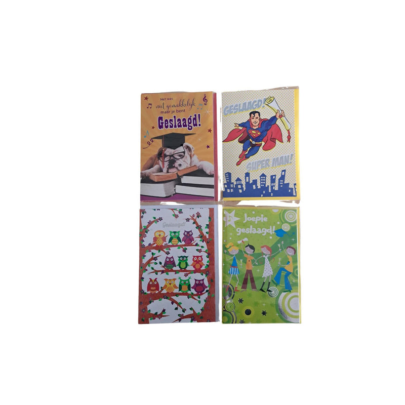 Load image into Gallery viewer, Wenskaarten geslaagd pk 6 div design
