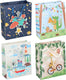 Merkloos sans marque cadeautas voor kinderen met handvat – geschenkzak voor cadeaus – papieren cadeautas met dieren illustraties – cadeauverpakking voor verjaardag of kinderfeestje – 1 willekeurige variant