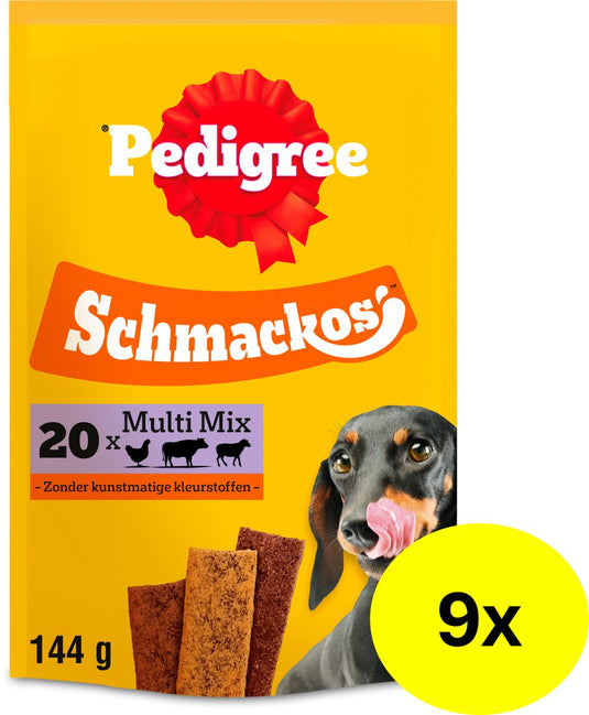 Pedigree hondensnacks - schmackos multimix - 9x20 stuks
