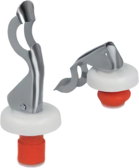 Metaltex - 2 x flessendop - inclusief flesopener - rvs - rood - diameter 2 cm - 2 stuks