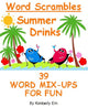Summer drinks word scrambles - 39 word jumble puzzles