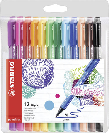 Stabilo pointmax fineliners in etui - 12st.