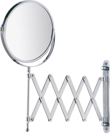 Wenko scheerspiegel wand exclusief ø17cm dubbelzijdig telescopisch chroom 3x vergrotend - badkamerspiegel - make-up spiegel wandmodel uittrekbaar - vergrootspiegel - cosmeticaspiegel met harmonica-arm
