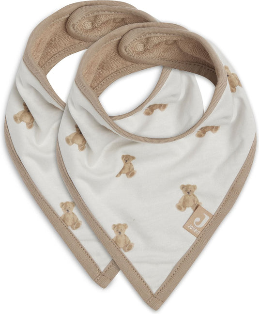 Jollein - slab bandana (teddy bear) - biologisch katoen - gots - slabbetjes baby - 2 stuks - 22 cm