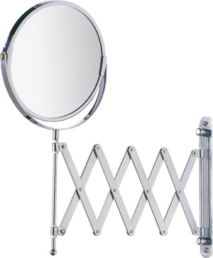 Wenko scheerspiegel wand exclusief ø17cm dubbelzijdig telescopisch chroom 3x vergrotend - badkamerspiegel - make-up spiegel wandmodel uittrekbaar - vergrootspiegel - cosmeticaspiegel met harmonica-arm
