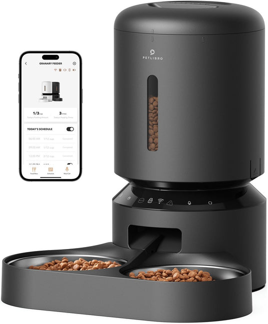 Petlibro granary dubbele automatische voerbak met wifi 5l zwart
