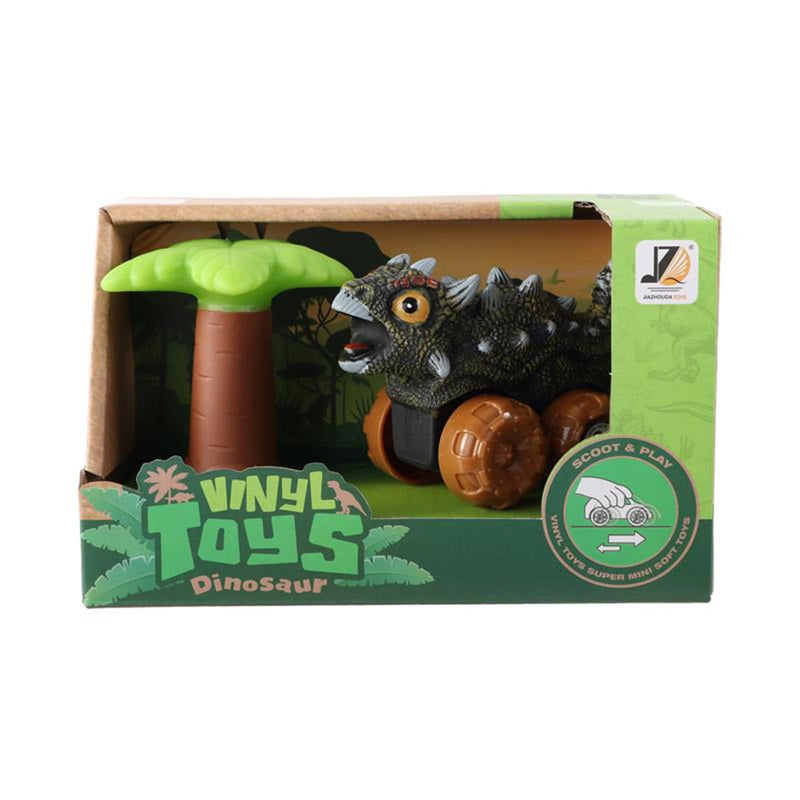 Cargue la imagen en el visor de la galería, Baby dino auto 12cm met palmboom met frictie wielen
