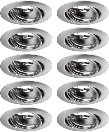 Paulmann inbouwlamp base basisset zwenkbaar rond 90 mm 20° gu10 max. 10w 230v dimbaar staal geborsteld