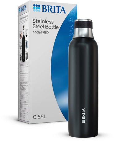 Brita - sodatrio - roestvrij stalen fles - zwart - klein - 1-pack