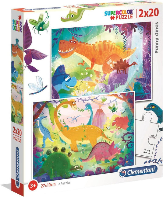 Clementoni puzzel grappige dino's, 2x20st.