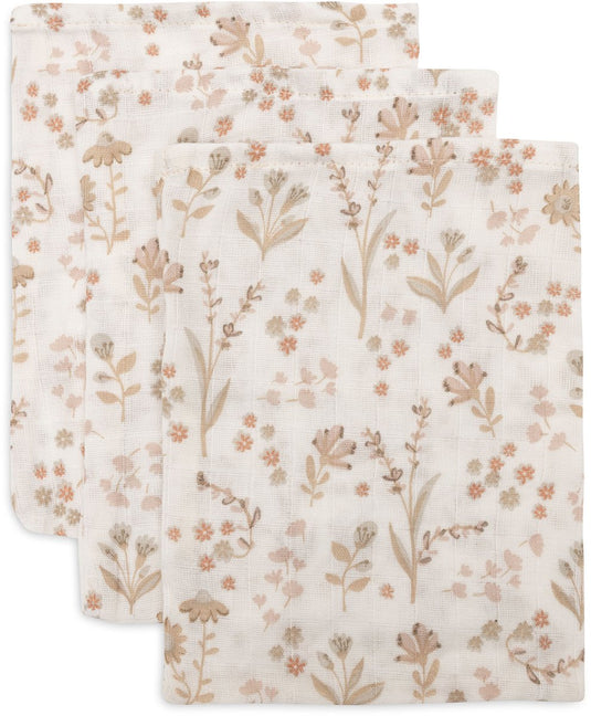 Jollein baby hydrofiel washandje 15x20cm - baby washandje - bloomy - 3 stuks