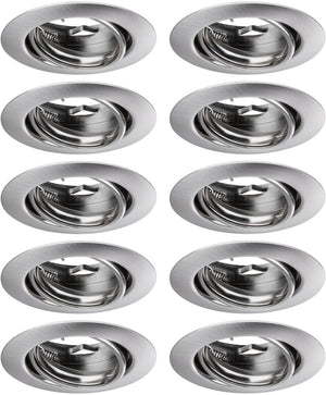 Paulmann inbouwlamp base basisset zwenkbaar rond 90 mm 20° gu10 max. 10w 230v dimbaar staal geborsteld
