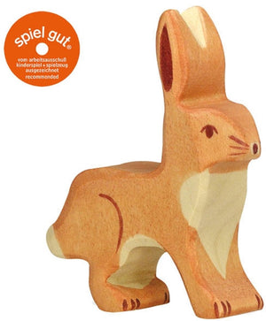 Holztiger bosdieren - haas - 8x2x6cm - houten figuur - handgemaakt