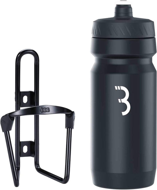 Bbb cycling fueltank - aluminium bidonhouder met bidon - 550ml - glanzend zwart wit - racefiets mountainbike - drinkbushouder fiets - bbc-03c