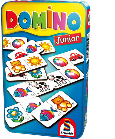 Schmidt ® - domino junior - kinderspel - legspel met afbeeldingen en stippen - vanaf 3 jaar - 2-6 spelers - reisspel