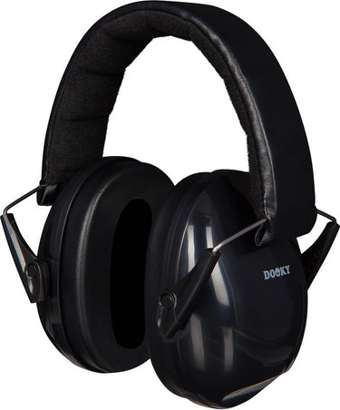 Dooky gehoorbescherming kinderen - verstelbare koptelefoon 5-16 jaar - 28db isolatie - ideaal voor school, evenementen drukke omgevingen - oorkappen met opbergzakje - noise cancelling headphones - zwart