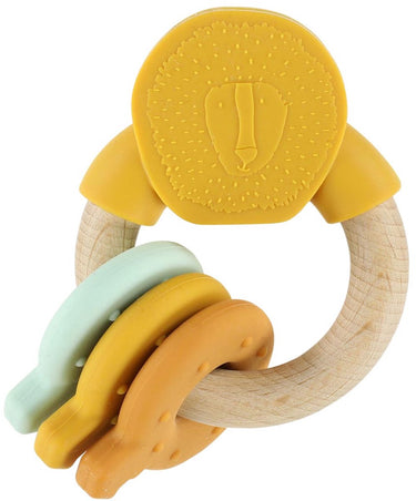 Trixie houten activiteitenring met silicone - mr. lion - bijtspeelgoed - leuk als geboortegeschenkje