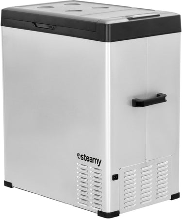 Steamy -e single zone elektrische compressor koelbox - single zone - 64 liter - 12v en 230v - voor auto en camping - zilver