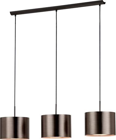 Eglo saganto 1 - hanglamp - 3-lichts - e27 - bruin koperkleurig