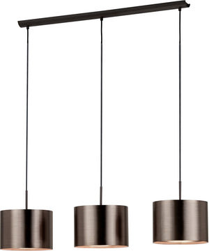 Eglo saganto 1 - hanglamp - 3-lichts - e27 - bruin koperkleurig