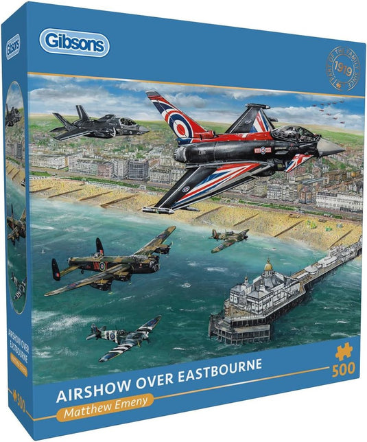 Gibsons - vliegshow boven eastbourne ( airshow over eastbourne ) - matthew emeny - 500 stukjes - 48×34cm - legpuzzel voor volwassenen
