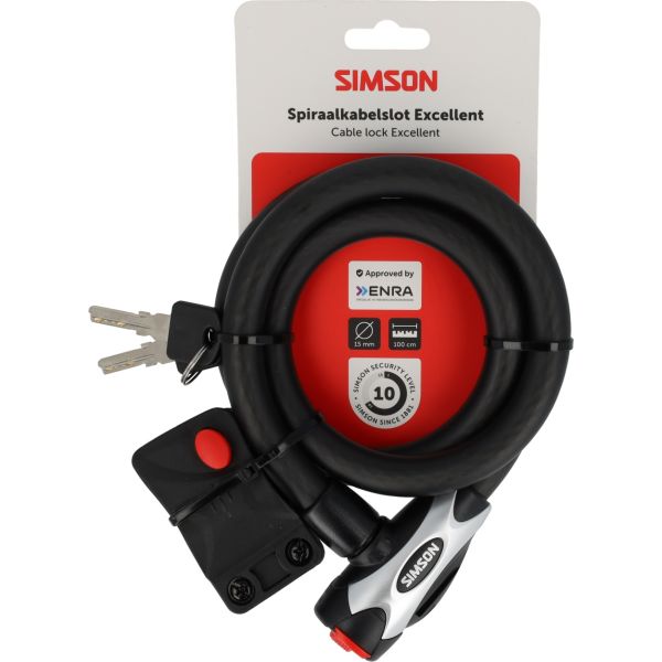 Afbeelding laden in galerijviewer, Simson spiraalkabelslot excellent size l - 15mm x 100cm

