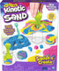 Kinetic sand - squish n’ create met 382 g blauw geel en roze origineel en 5 gereedschappen - sensoriche speelgoed