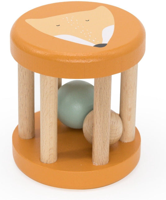 Trixie houten rollende rammelaar - mr. fox - eerste speelgoed baby - kraamcadeau - voor jongens meisjes