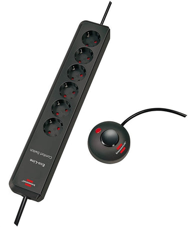 Brennenstuhl eco-line comfort switch stekkerdoos 6 voudig anthraciet 2m h05vv-f 3g1,5