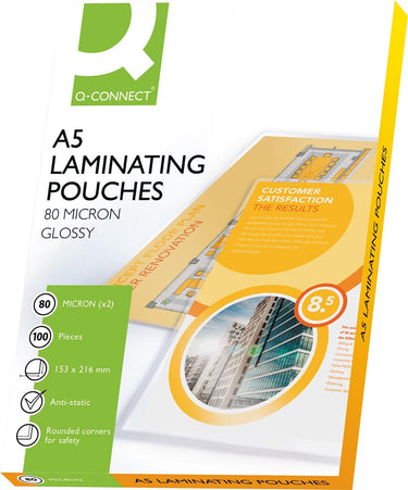 Q-connect lamineeretui a5 2x 80 micron 100 stuks