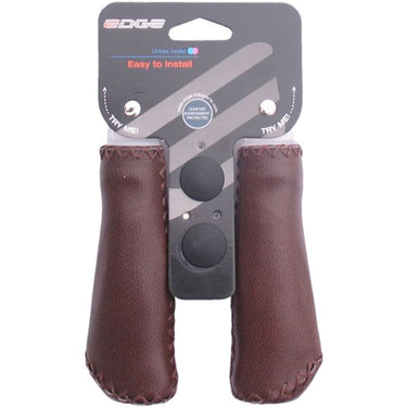 De Edge Leather Grip - Ergonomisch Lederen Handvatset - 135mm - Donkerbruin