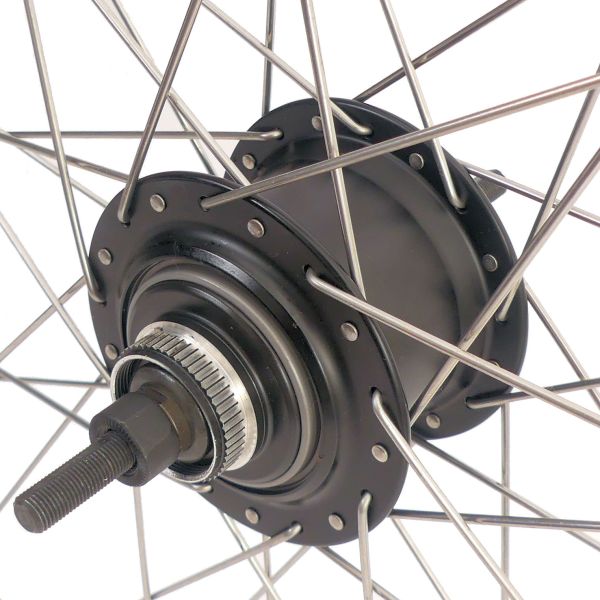 Load image into Gallery viewer, Shimano achterwiel 28 inch nexus 7 naaf (zwart) - zac19 velg (zwart) met rvs spaken - voor schijfrem
