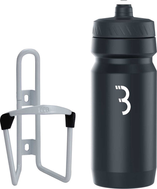 Bbb cycling fueltank - aluminium bidonhouder met bidon - 550ml - wit zwart - racefiets mountainbike - drinkbushouder fiets - bbc-03c
