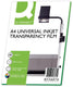Q-connect overhead transparanten voor inkjetprinter, ft a4, pak van 50 vel