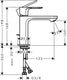 Hansgrohe rebris e - wastafelmengkraan - ééngreeps bediening - coolstart energiebesparend - met trekwaste - 110mm maat - chroom