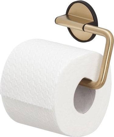 Tiger tune - wc rolhouder zonder klep - toiletrolhouder - zonder boren - zelfklevend 3m tape - goud geborsteld zwart