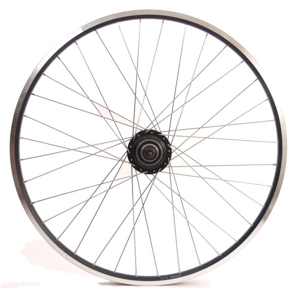 Load image into Gallery viewer, Shimano achterwiel 28 inch nexus 7 naaf (zwart) - zac19 velg (zwart) met rvs spaken - voor schijfrem
