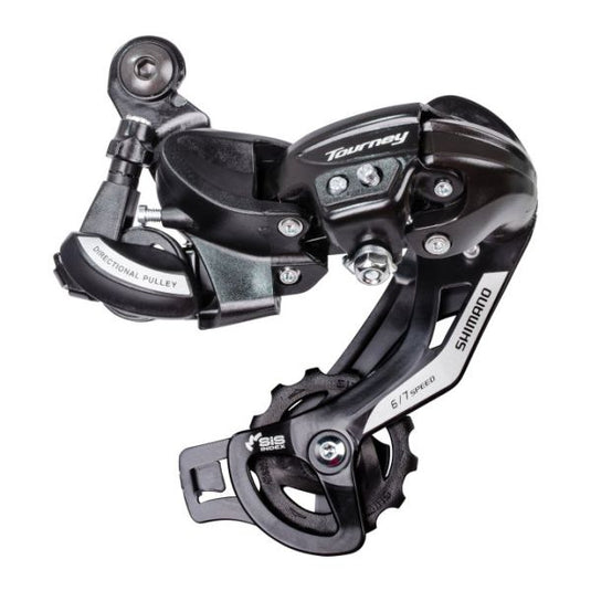 Shimano Tourney TZ500 6-speed achterderailleur. voor bevesting op derailleur pad,( hangverpakking)