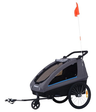 Polisport 2-in-1 kindertrailer en -wagen - grijs zwart